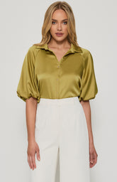 SOGNA COL Gold Button Detail Satin Shirt  WTO503B